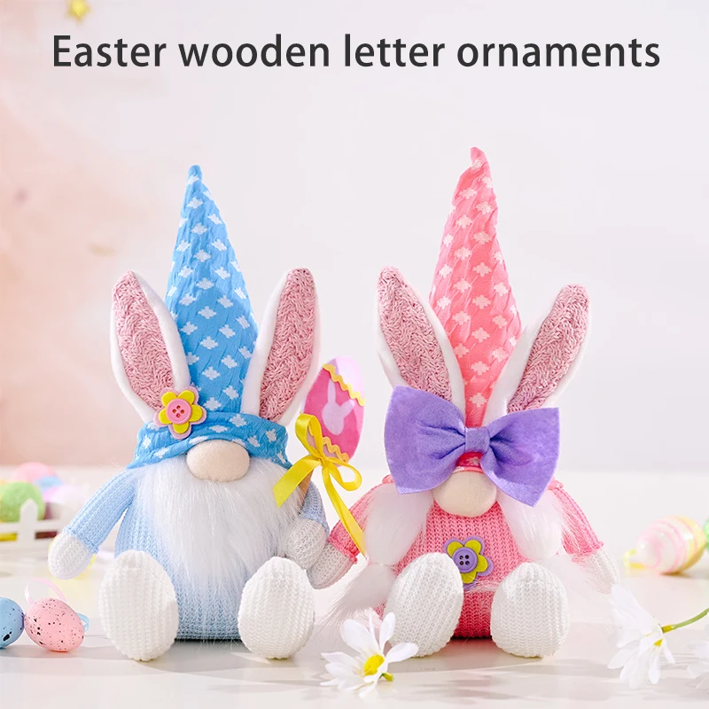 

Easter Decoration Rabbit Doll Ornaments Gnome Plush Bunny Doll Cartoon Easter Faceless Doll Bow Decoration Party Children Gift