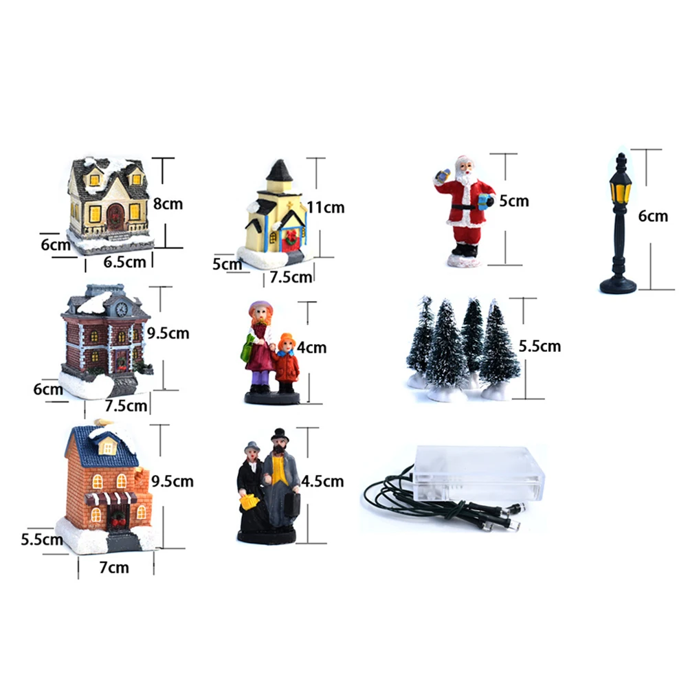 

10pcsChristmas Lights Resin Miniature House Furniture LED House Decorate Creative Christmas Gifts Lighting Party Home Decoration