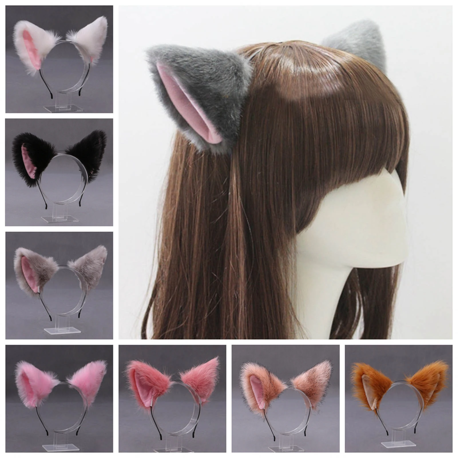 Cute Cat Fox Faux Fur Ear Hair Hoops Party Cosplay Hairband Fur Headbands Girls Fashion Hair Accessories Animal Ears Hair Band