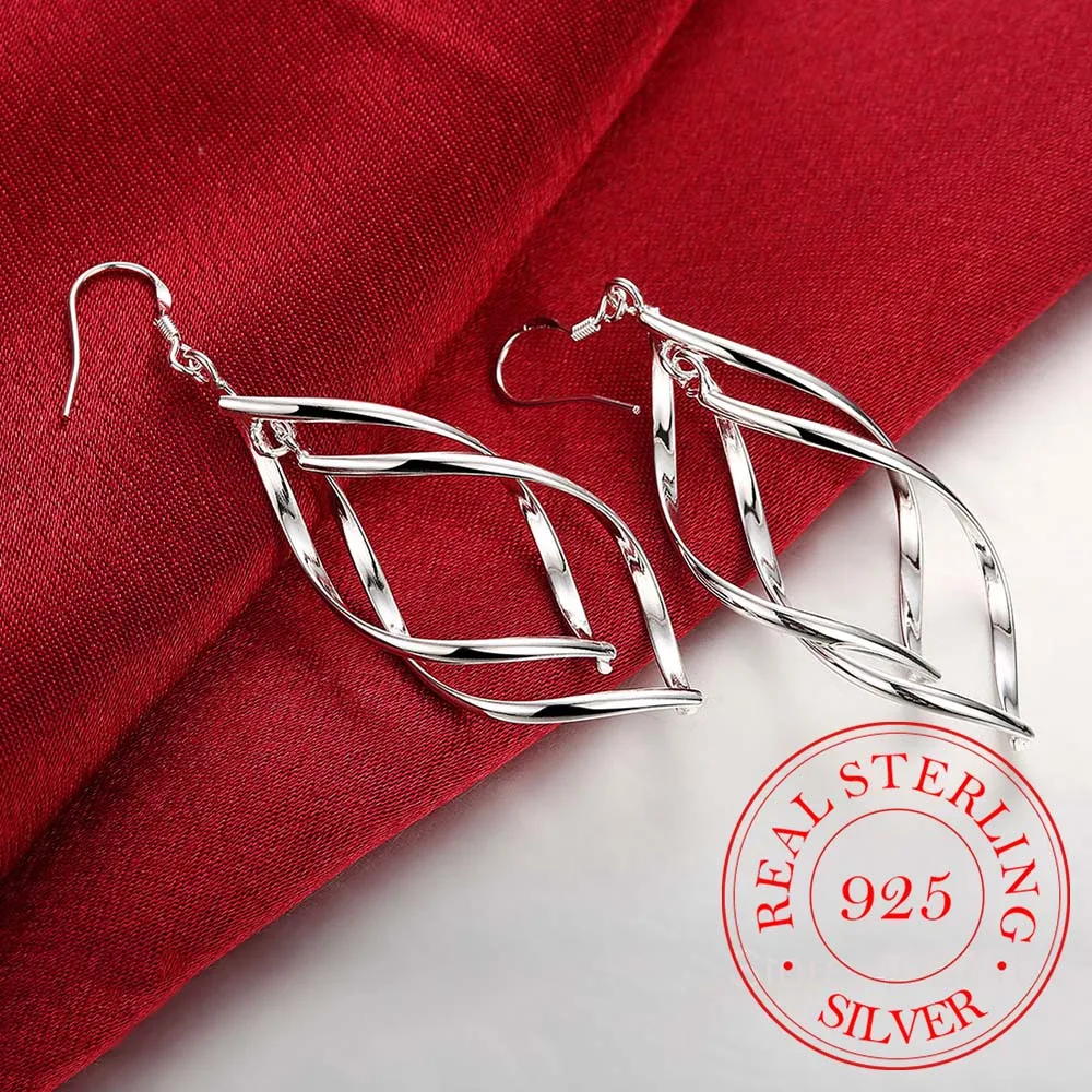 

Classic 925 Sterling Silver Earrings Long Tassel Twisted Drop Earrings For Women Oorbellen Brincos
