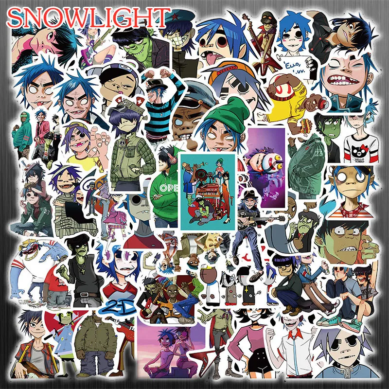 10/50Pcs/set Gorillaz Cartoon British Virtual Band Stickers For Laptop Luggage Helmet Case Diy Eboard Mixed Decals Skateboard