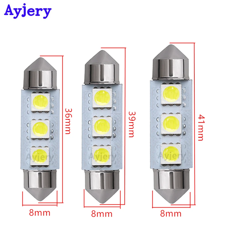 AYJERY C5W 100 шт. Белый 5050 3 SMD 36 мм 39 41 Festoon Dome светодиодный светильник 12 в автомобильный