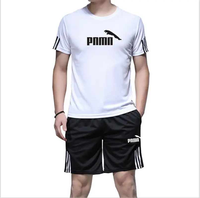Summer Casual Male Tracksuit Clothing Men Set Fitness Suit Sporting Suits Short Sleeve T Shirt + Shorts Quick Drying 2 Piece | Спорт и
