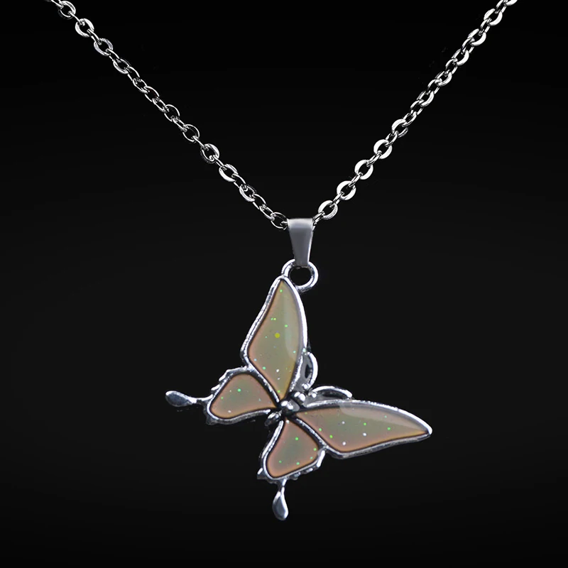 Кулон в форме бабочки ожерелье из нержавеющей стали контроль температуры