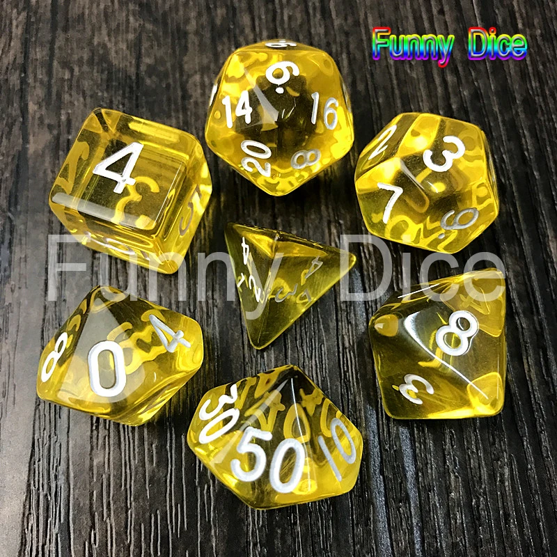 7 шт./компл. прозрачные Кристальные кости набор D4 d6 d8 d10 % d12 d20 для настольной игры rpg