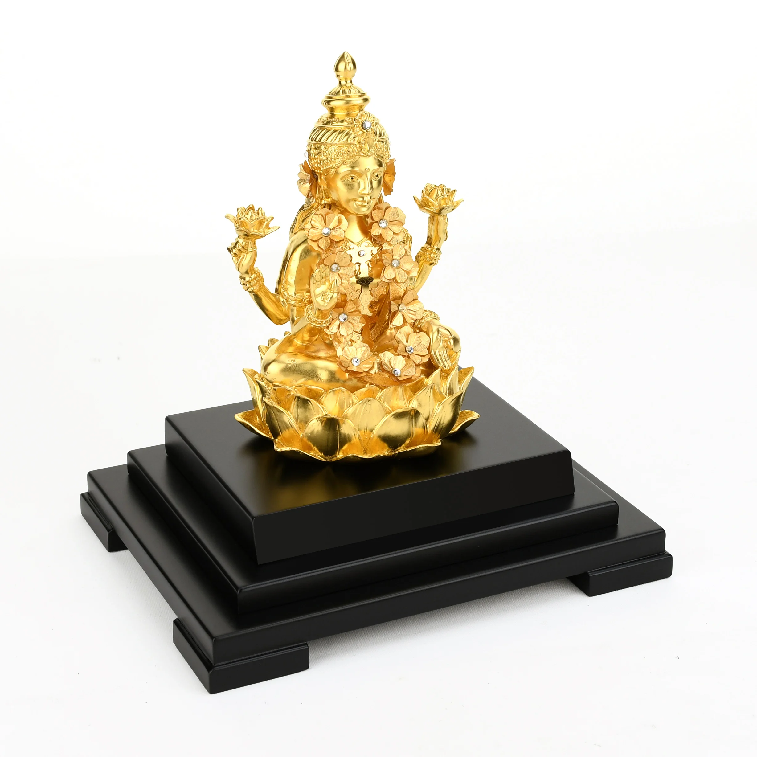 

Indian Buddhism Gold Foil Lakshmi Gold Lord Lakshmi Buddha Statue Home Garden Buddha Decoration Statues Crafts