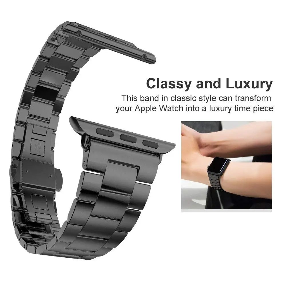 

Band For Apple Watch Series 6 SE 5 4 3 42mm 38mm 40MM 44MM Metal Stainless Steel Watchband Bracelet Strap for iWatch accessories