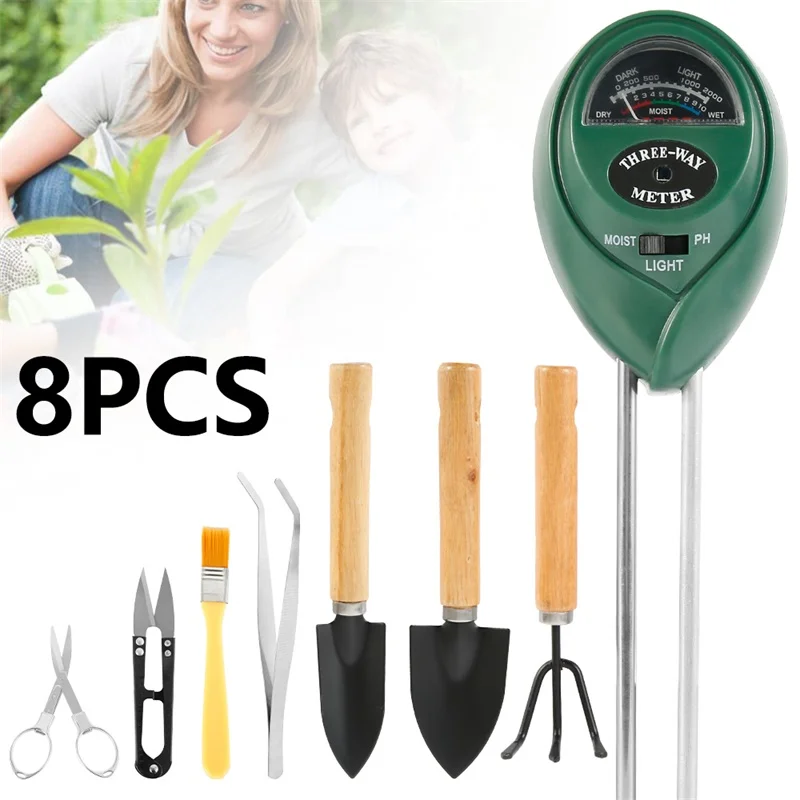 

8 Pcs/Set Succulent Planting Tools Mini Garden Hand Tool Shovel Spade Rake Tweezers Kettle Succulent Planting Tools