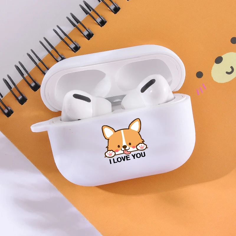 

Cute Soft Silicone Cover For Airpods Pro Case Cute Corgi Earphone Case Soft Candy White Headphone case Air Pods 3 For Airpod Pro