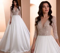 vestido novia luxury satin wedding dresses 2021 sequined beading bodice bridal gowns robes de mariage off the shoulder