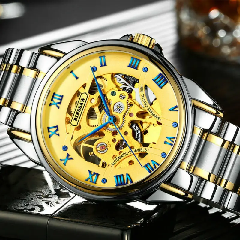 BINSSAW модные роскошные Брендовые мужские часы 2018 новые автоматические