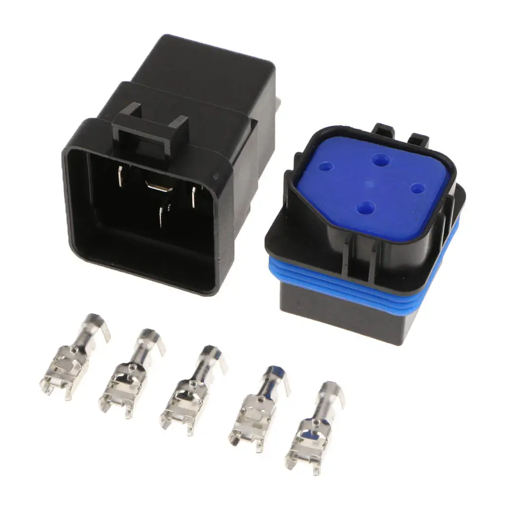 

2-part 12V 40A Vehicle 4-pole Waterproof, Sealed, Integrated Relay Socket Kit