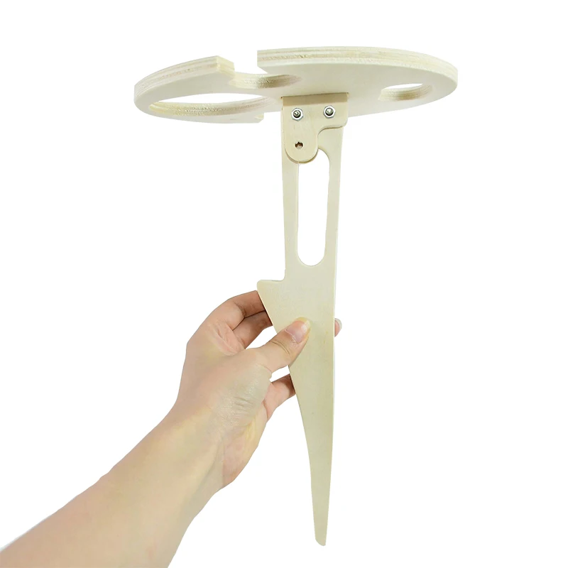 

Portable Foldable Wooden Wine Rack With Round Desktop For Outdoor Mini Wooden Picnic Table Easy To Carry Wine Rack Dropshipping