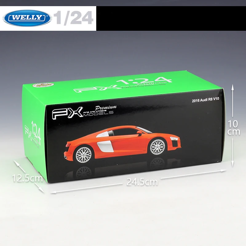 Модель автомобиля WELLY 1:24 AUDI R8 из сплава литая матовая черная для детей подарок на