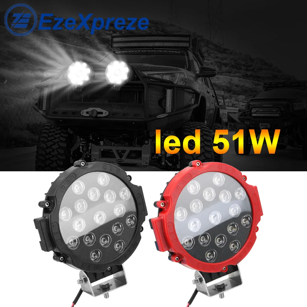 2 шт. 7 дюймов Светодиодная рабочая фара бар 12V 24V 51 Вт 4х4 аксессуары для