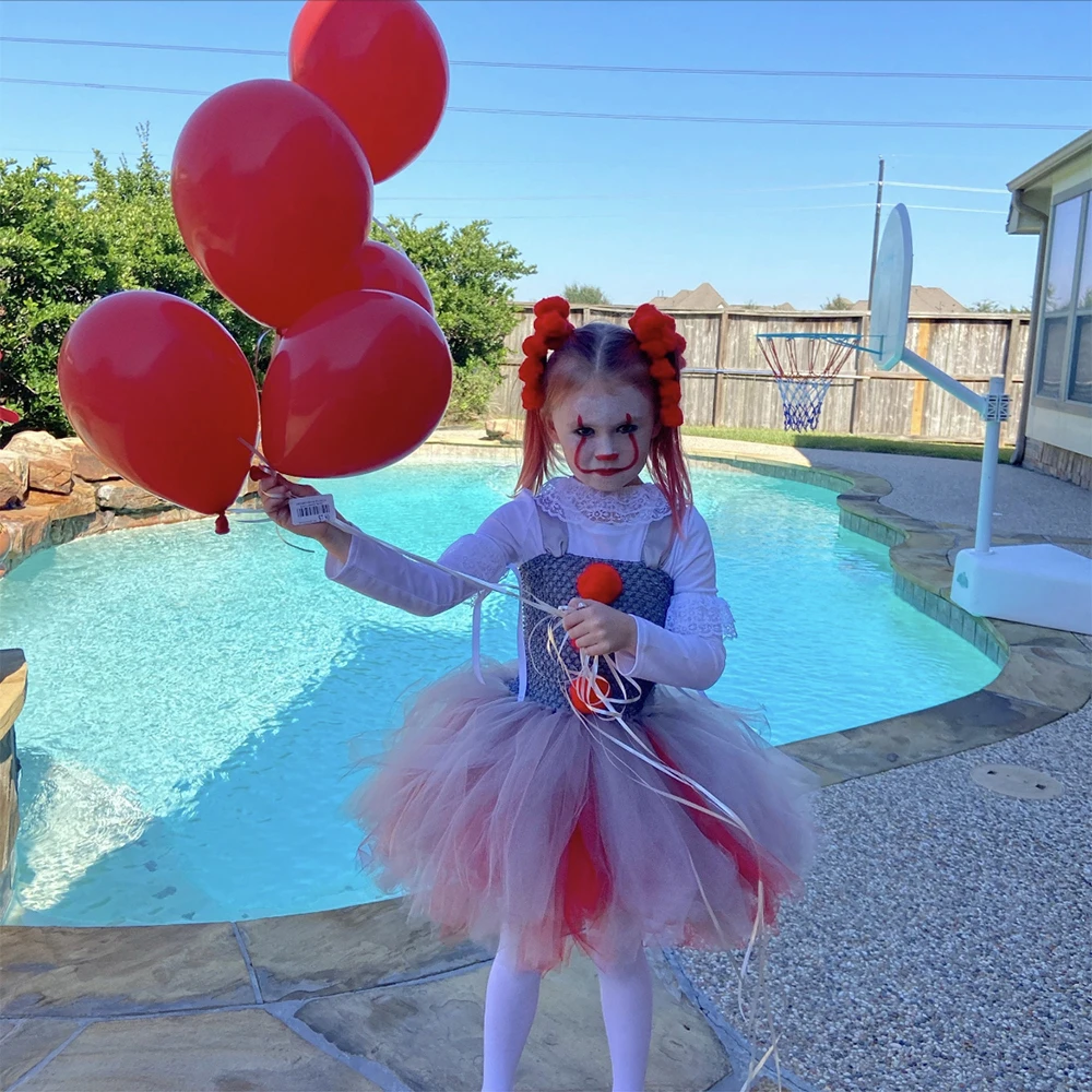 Костюм для косплея Джокера пеннивайза девочек платье клоуна на Хэллоуин