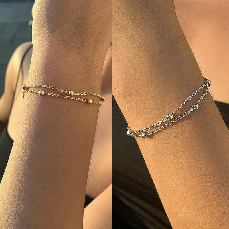 

New Korean Fashion Minimalism Temperament Bracelets Bangles Women Wedding Friendship Stainless Steel Unisex Bracelets Jewelry