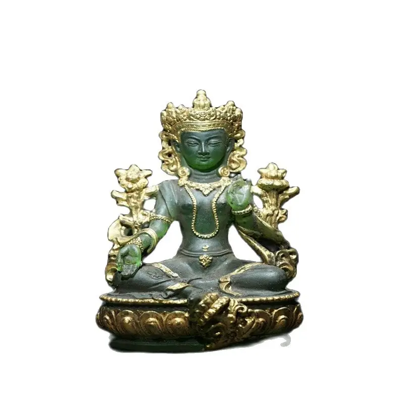 

Китайский античный глазурь ручной работы (зеленый тара Бодхисаттва) коллекция украшений для семьи № 2