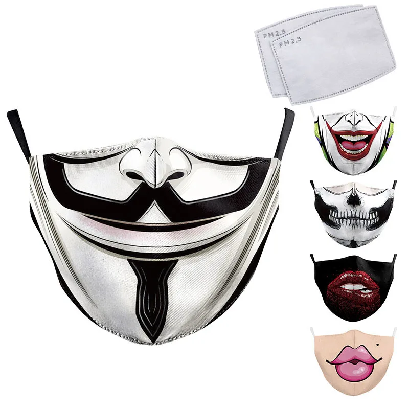 

Funny Pattem Print Grimace Ghost Skeleton Half Face Mask Reusable Protective Dustproof bacteria Anti dust Mouth Mask