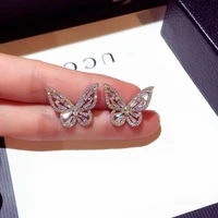 14k rose gold color diamond garnet earring for women fine oorbellen aretes mujer bijoux femme orecchini gemstone stud earrings