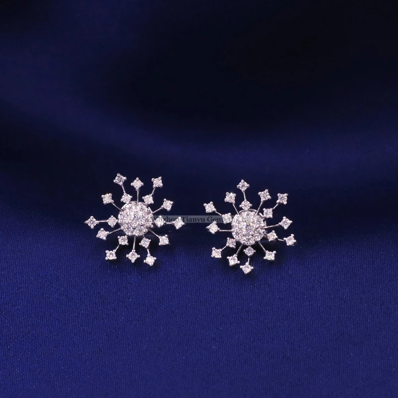 Tianyu Gems Jewelry Moissanite Gold Stud Earrings 10K Fine Accessories Classic Diamond Women Gifts Korean Trendy | Украшения и