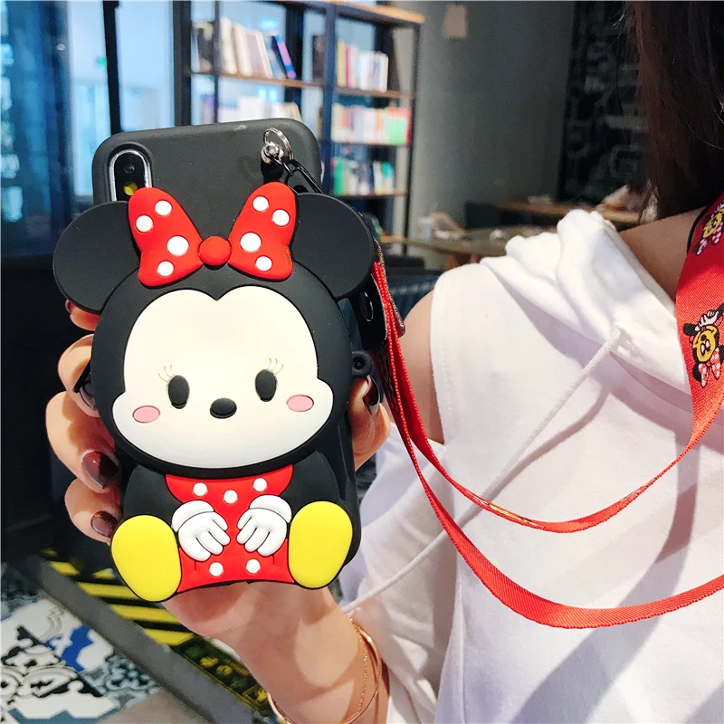 Чехол для 7 plus с 3D милым мультяшным животным, кошелек с ремешком, чехол для телефона для iphone X, XR, XS, 5S, SE, 11 pro, MAX, 8, 6 plus, чехол с вышитым медведем