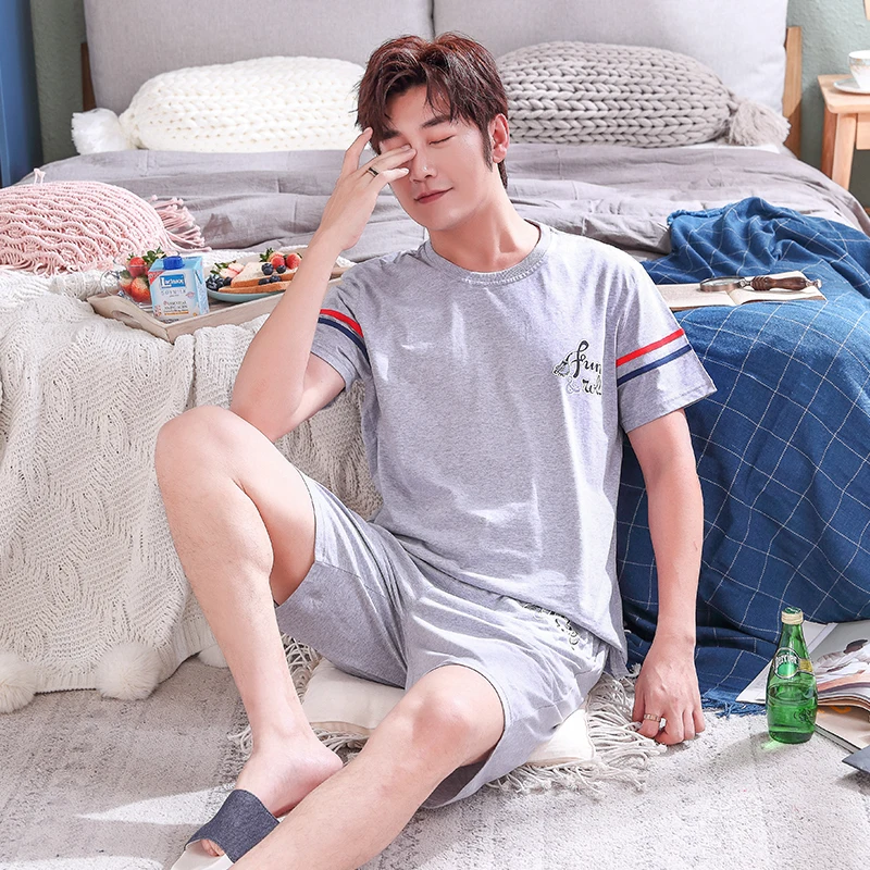 Новейший мужской пижамный комплект летние мужские пижамные комплекты простая