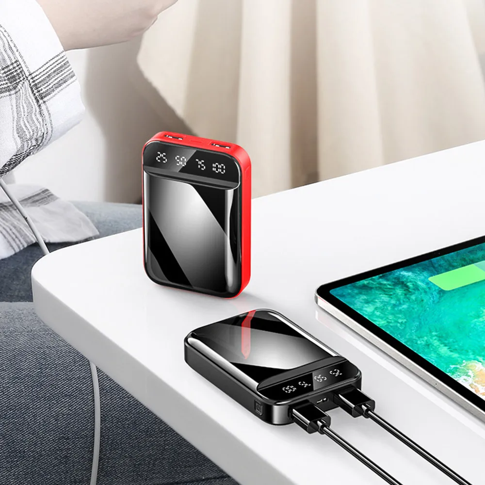 Портативный Мощность банк 20000mAh с цифровым Дисплей зеркало Экран 10000 мАч