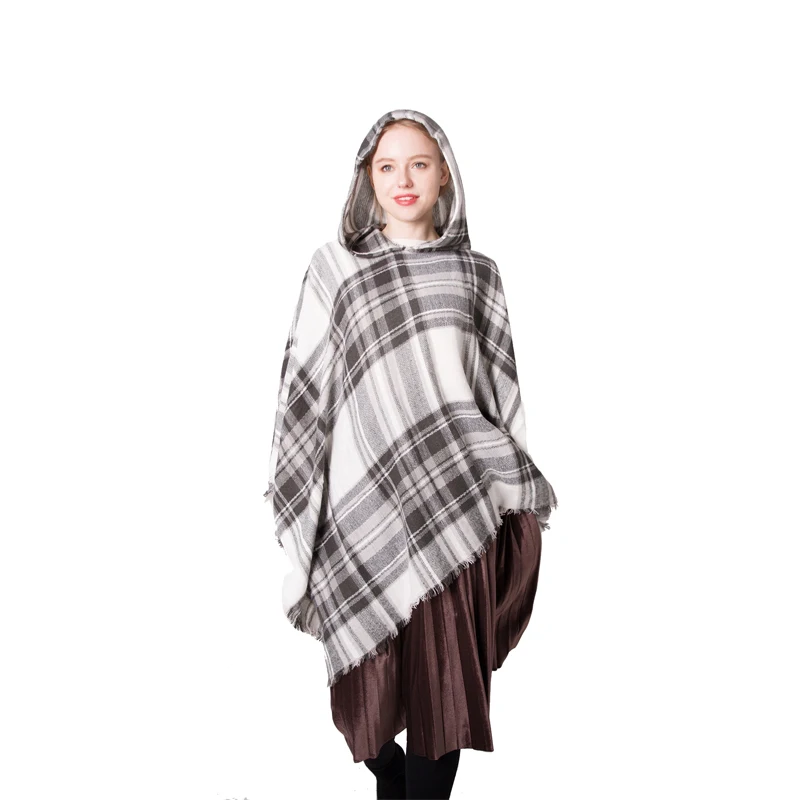 Новые женские сапоги теплые однотонные Цвет с капюшоном накидка пончо Зимний