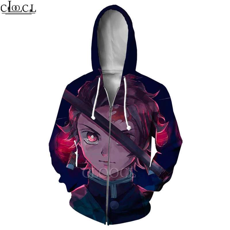 

HX Fashion Zipper Hoodies Anime Demon Slayer Kimetsu No Yaiba 3D Print Men Women Hip Hop Harajuku Casual Tops Drop Shipping