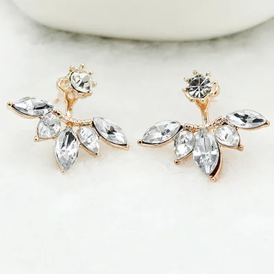 Crystal Flower Drop Earrings For Women Fashion Wing Jewelry Gold Silver Rhinestone Zircon Earrings Modern Jewelry Gift oorbellen - Окраска металла: 19