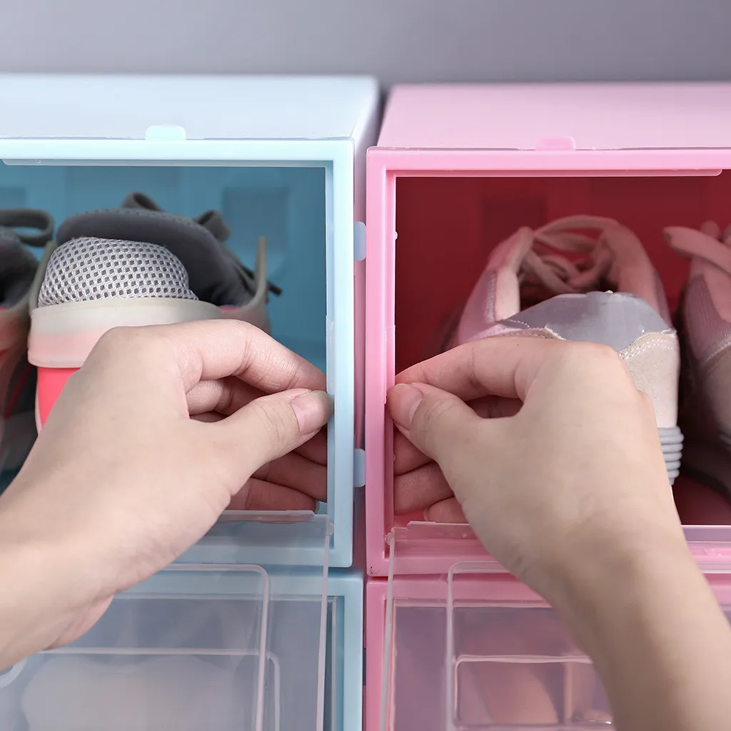 1 шт. домашняя обувь складная коробка прозрачная для хранения обуви Пластик