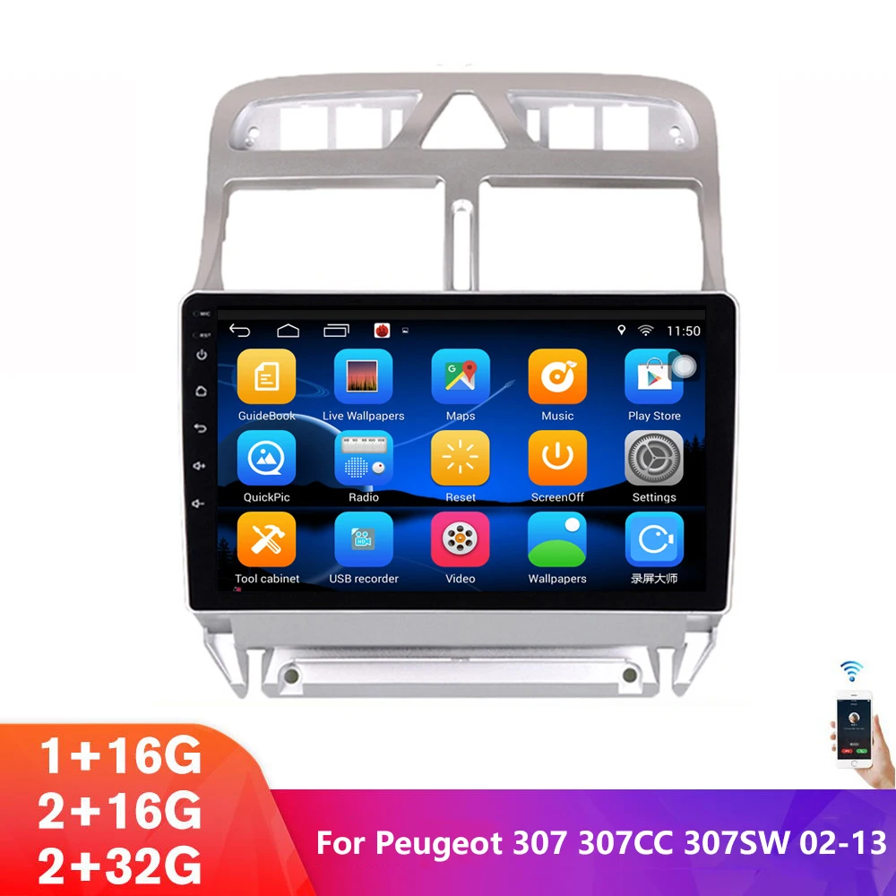 

Автомобильный мультимедийный плеер для Peugeot, мультимедийная система на Android 10,1, с GPS, Wi-Fi, Bluetooth, для Peugeot 307, 307CC, 307SW, 2002-2013, типоразмер 2DIN