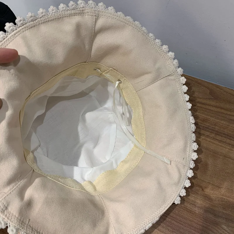 

Hat Female Lace Lace Fashion Temperament Fisherman Hat Autumn Thin Section Breathable Big Eaves Sun Shade Basin Hat