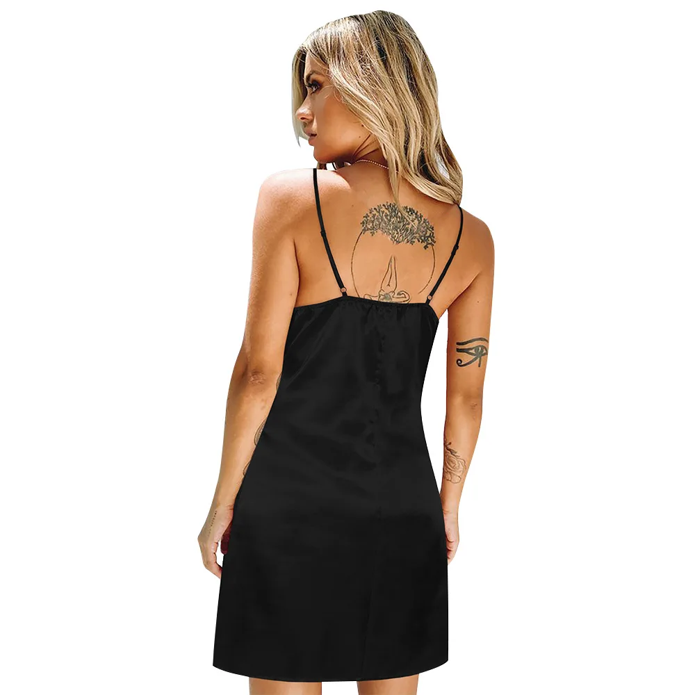 Новая модная женская Повседневная шелковая ночная рубашка без рукавов Santin