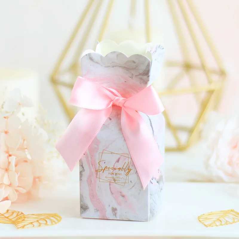 20 шт. новая бумажная коробка квадратная для конфет с лентой подарочные коробки