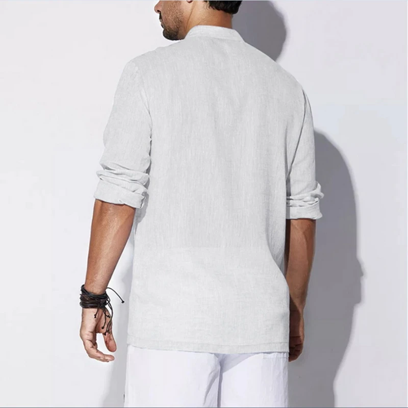 HEFLASHOR осень плюс Размеры 3XL Туника Для мужчин рубашка одноцветное белье Кнопка