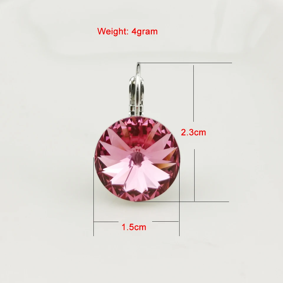 

HUDIESHUO Crystal Earrings Alloy Elegant Hoop Round Crystal from Austria Luxury Women's Drop Earrings