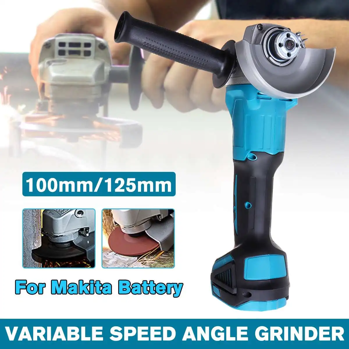 

125/100mm 4 Speed Brushless Cordless Electric Angle Grinder Machine DIY Woodworking Power Tool For 18V Makita Battery