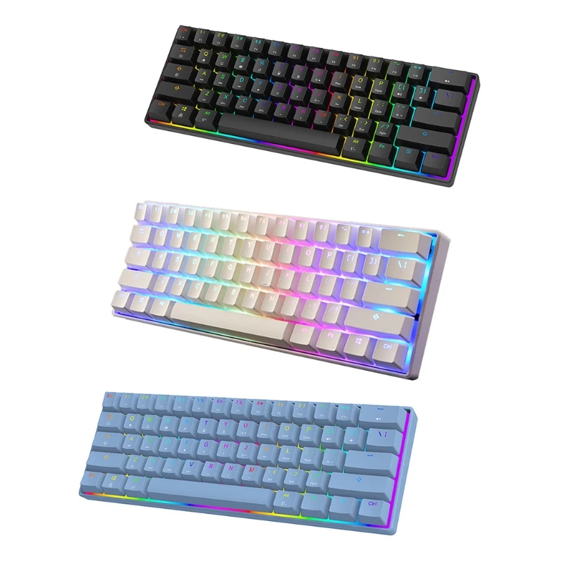

Механическая игровая мини-клавиатура 60%, 61 клавиша, RGB подсветка, проводная клавиатура PBT, колпачок, ультракомпактный синий переключатель