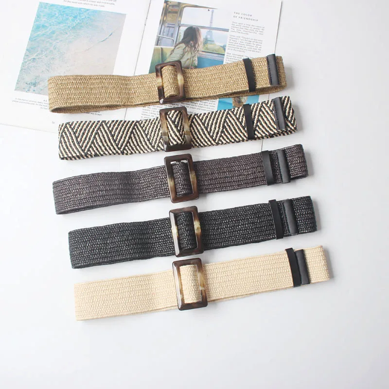 Женская акриловая Пряжка без отверстий регулируемый черный широкий соломенный