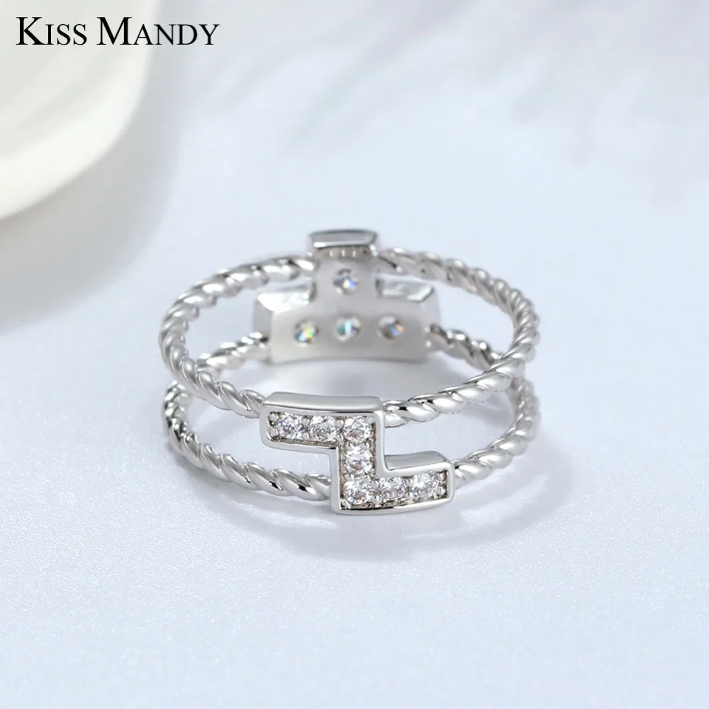 Поцелуй Манди серебряные геометрические кольца для женщин классические полые