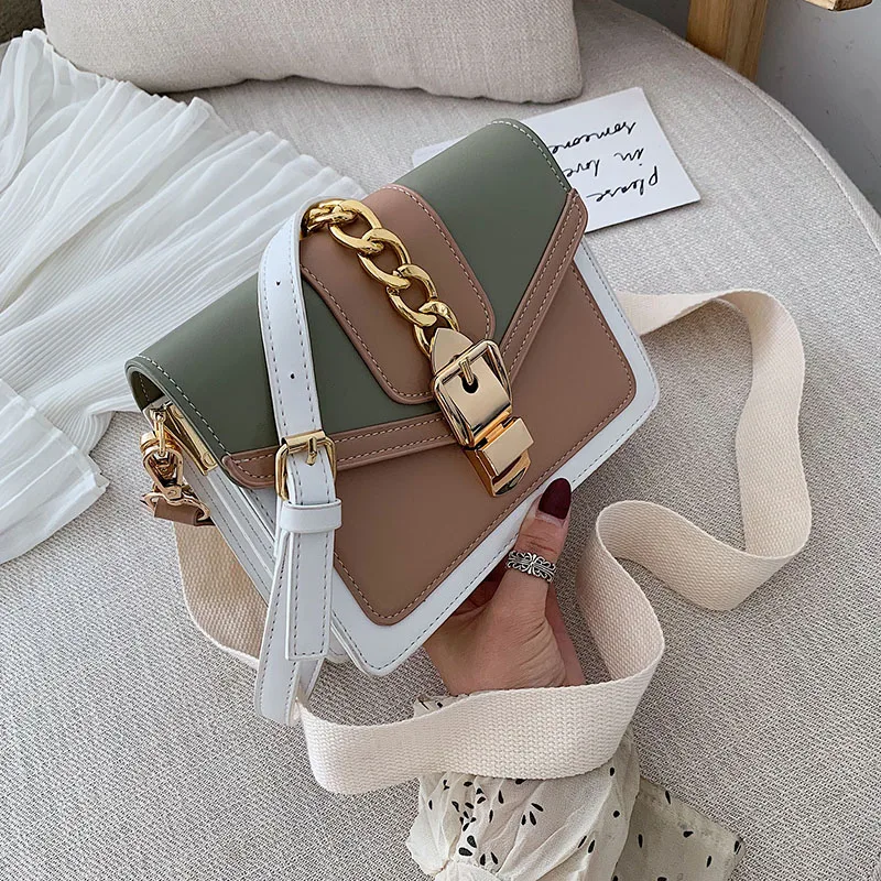 LUCDO винтажная качественная сумка мессенджер из искусственной кожи контрастных