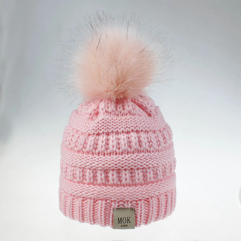 Winter warm hat kids Knitted caps girls Pom Pompom hats for baby boys soft beanie cap children H231S | Детская одежда и обувь