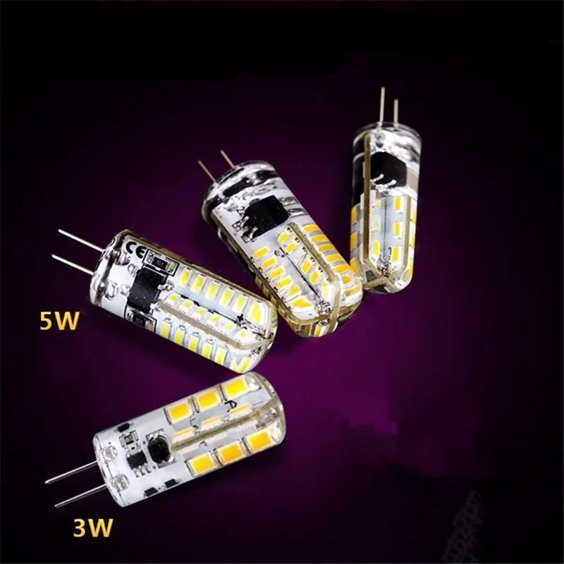 10 шт. G4 светодиодный лампы 2 Вт 3 5 9 12 15 в источник питания/AC220V 3014SMD 24 силиконовый