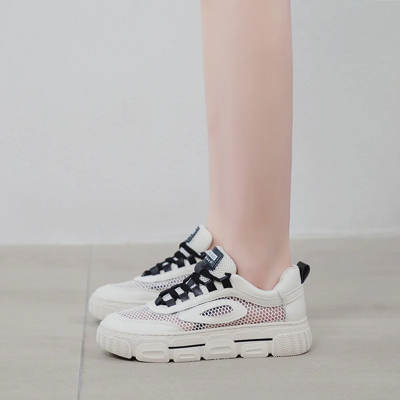 Сетчатая спортивная обувь для женщин новинка 2020 года Летние кеды белые туфли