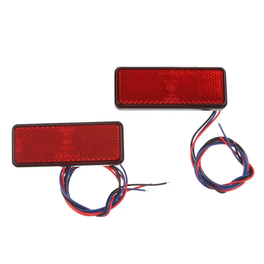 

1 Pair Red Lens LED Rectangle Reflectors Brake Light Lamp for Motorcycle Universal Fits for Yamaha Honda Suzuki