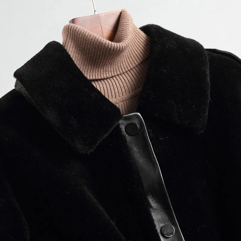 

JCBC 2021 Fashion Winter Jacket Women Real Wool Fur Coat Female Long Thick Warm Sheep Shearing Coats With Belt 18200 WYQ2111