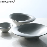 kinglang design nordic grey color stone hat shape sushi plate rice bowl for restaurant pebbles feeling smooth sauce dish