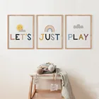 Картина на холсте с изображением погоды, постер с надписью Let's Just Play, образовательная картина, декор для детской комнаты, без рамки, стена игровой комнаты